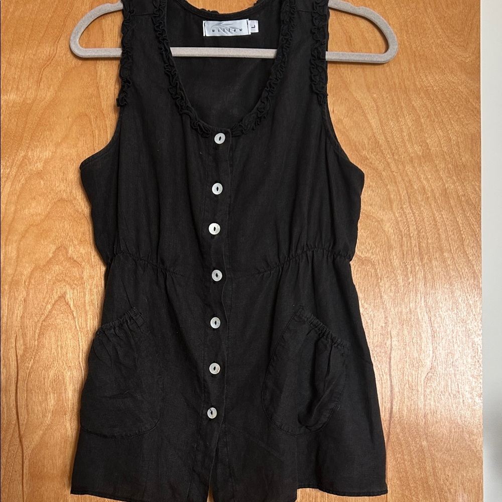 Willow Black Button-Front Tank Top
